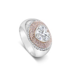 Roman Malakov 1.68 Carats Heart Shape Diamond & Pink Diamond Double Halo Ring
