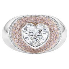 Roman Malakov 1,68 Karat Herzform Diamant & Pink Diamond Double Halo Ring