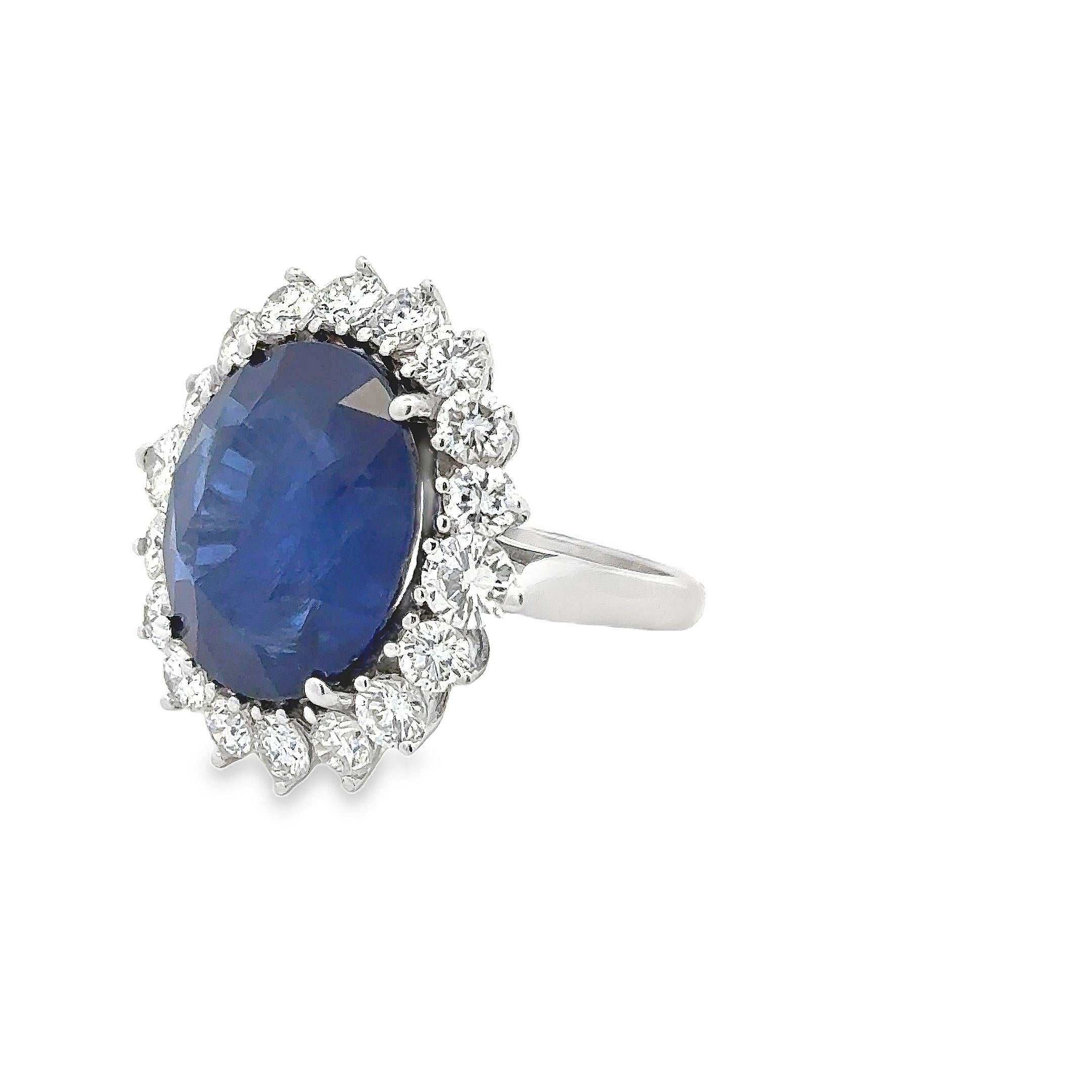 Roman Malakov 16,89 Karat Ovalschliff Saphir & Diamant Halo Cocktail Ring (Zeitgenössisch) im Angebot