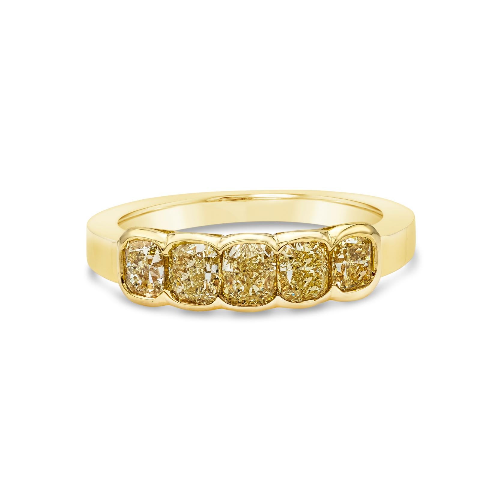 Contemporary Roman Malakov 1.69 Carat Intense Yellow Diamond Five-Stone Wedding Band