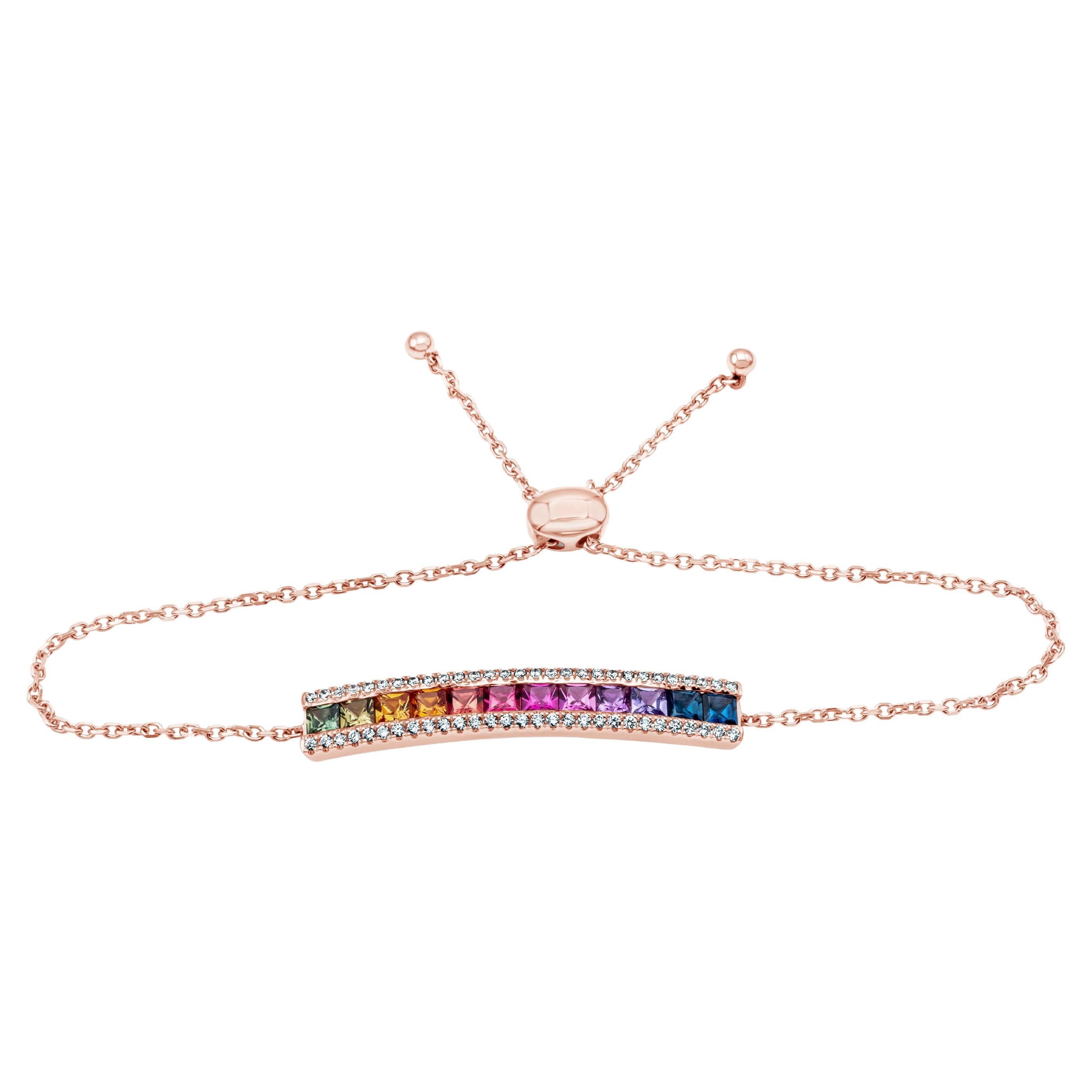 Roman Malakov Bracelet mode avec saphirs multicolores et diamants de 1,70 carat