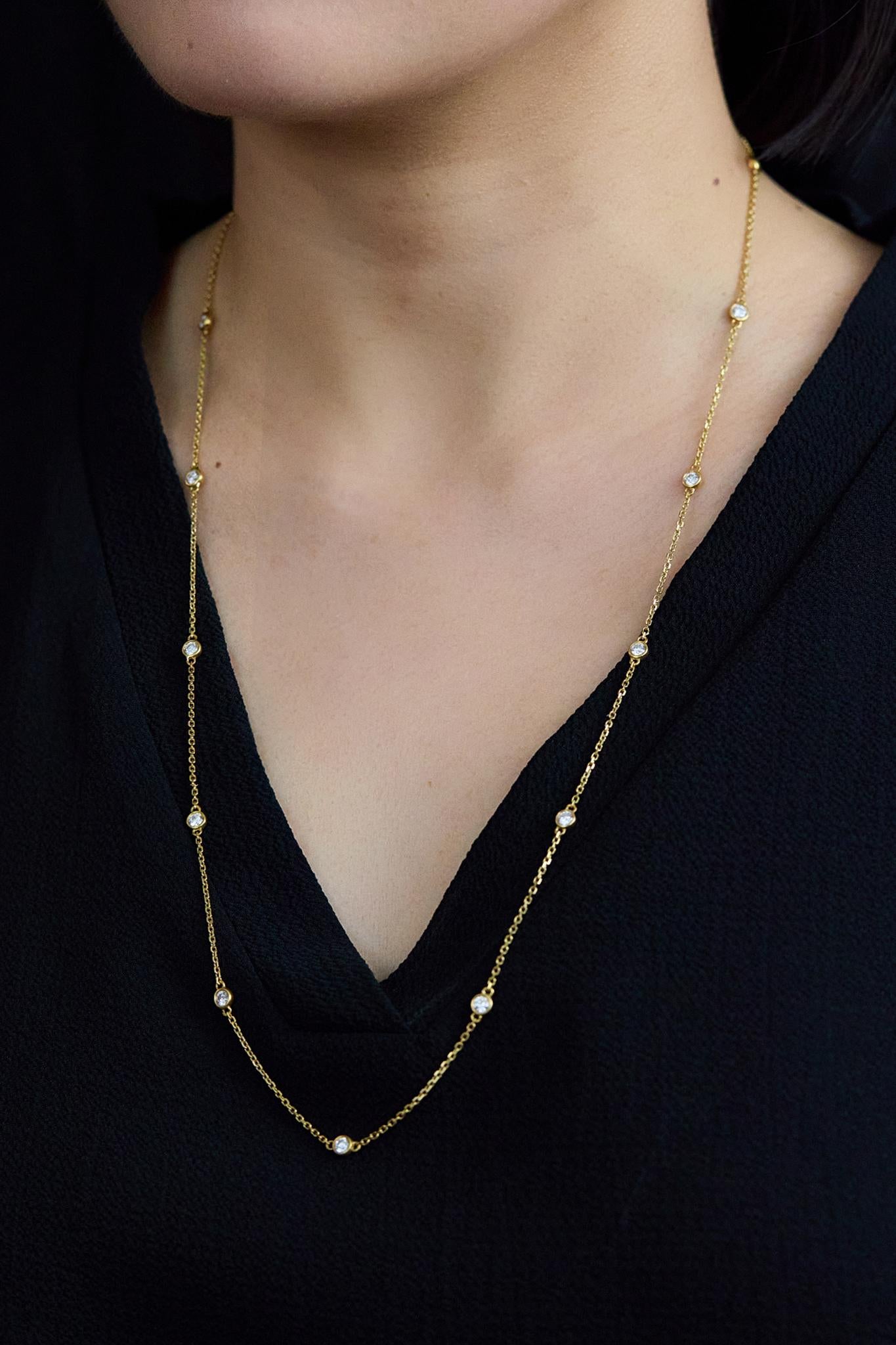 Taille ronde Roman Malakov Collier de 1,70 carats de diamants ronds et brillants au Yard en vente