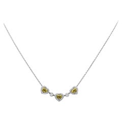 Roman Malakov, 1.74 Total Carat Three Stone Heart Shape Diamond Pendant Necklace