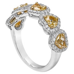 Roman Malakov 1.75 Carat Heart-Shaped Diamond Halo Five-Stone Fashion Ring