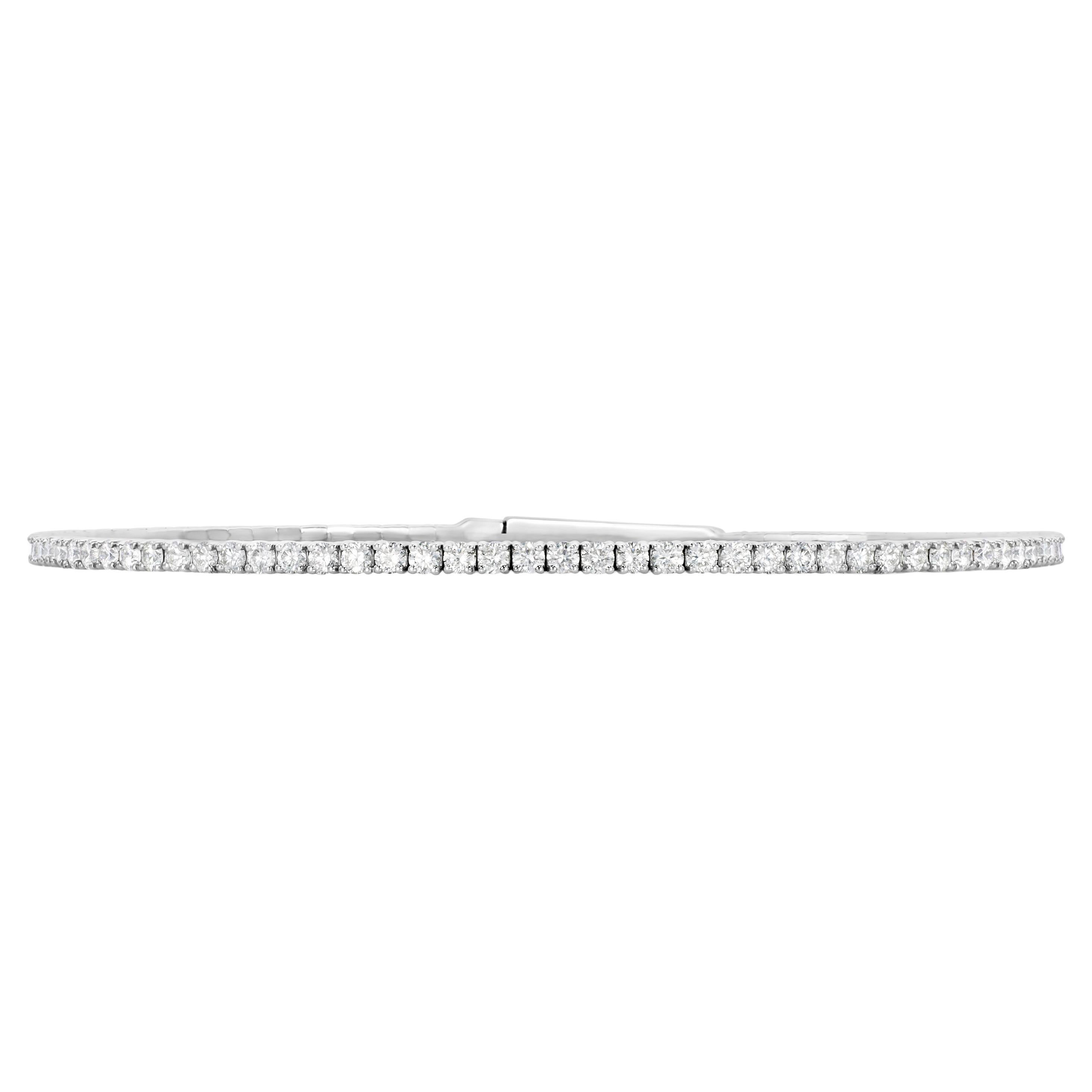 Roman Malakov 1.75 Carats Total Round Brilliant Cut Diamond Bangle Bracelet