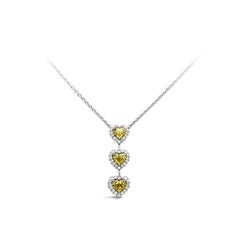 Roman Malakov 1.75 Carats Total Heart Shape Yellow Diamond Pendant Necklace