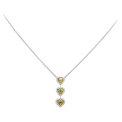 Roman Malakov, 1.75 Total Carat Three Stone Heart Shape Diamond Pendant Necklace