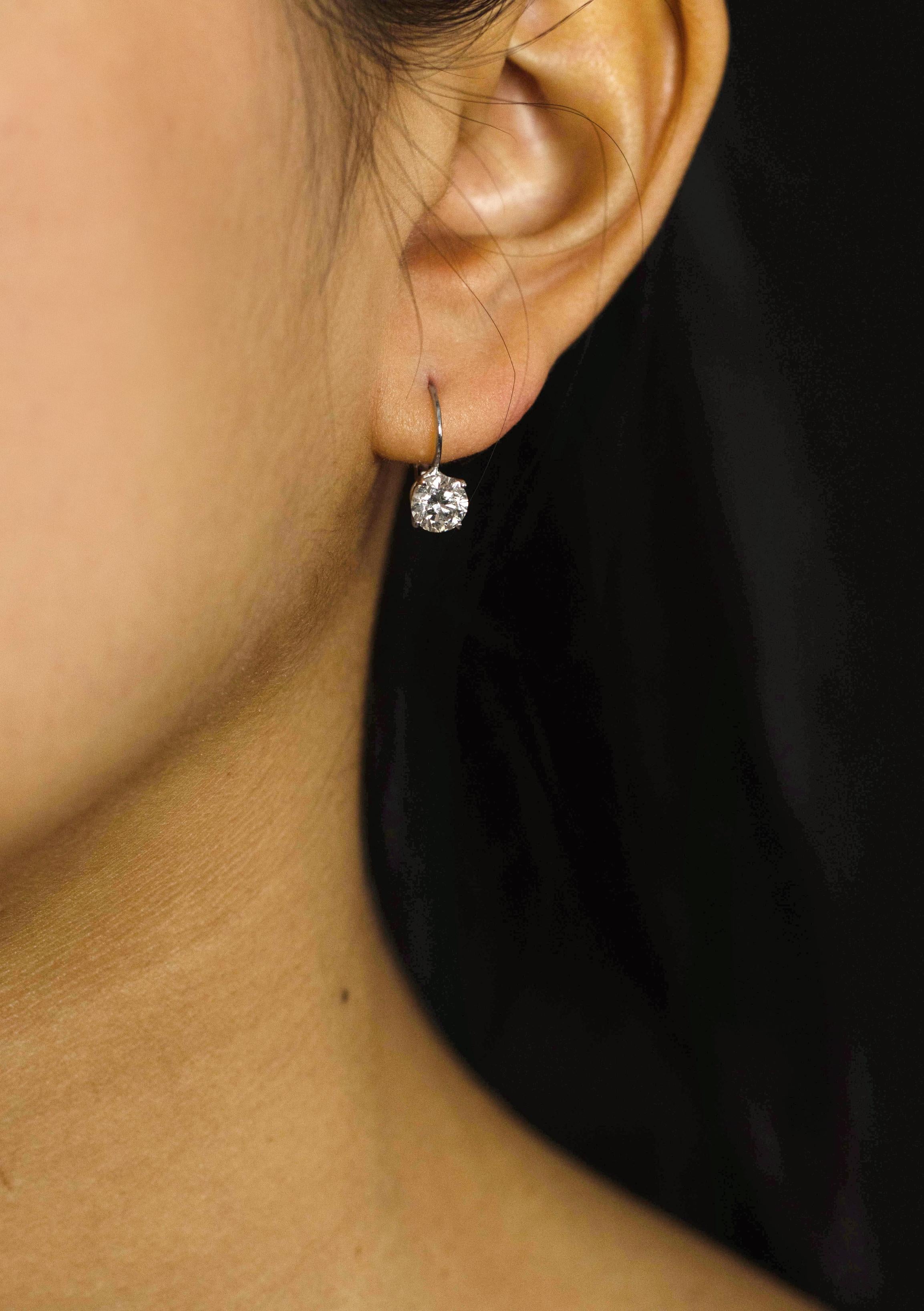 diamond lever back earrings
