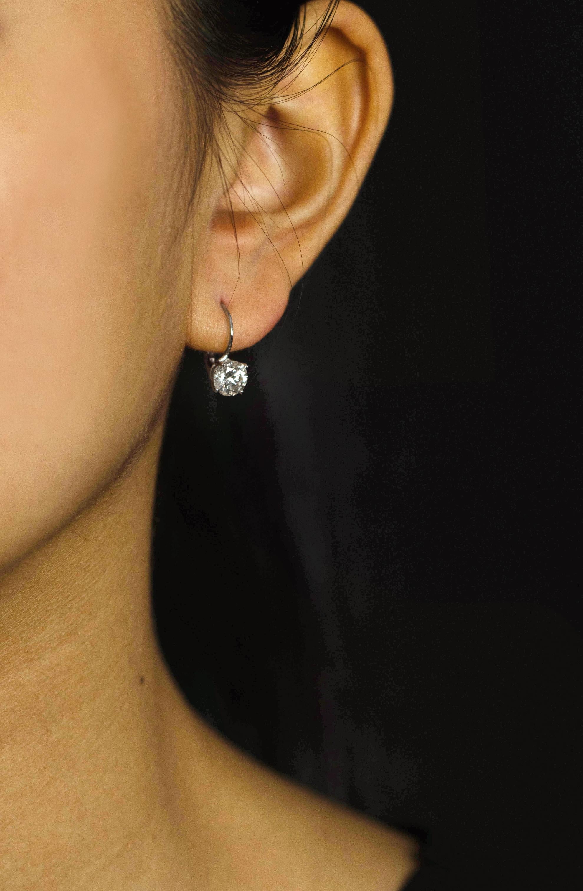 leverback diamond drop earrings