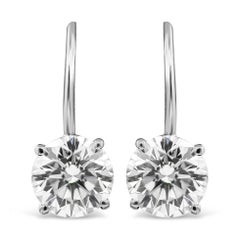 Roman Malakov 1.76 Carats Total Brilliant Round Diamond Lever-Back Drop Earrings