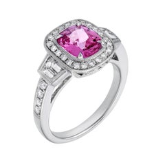 Roman Malakov 1.76 CT Cushion-Cut Pink Sapphire & Diamond Halo Engagement Ring