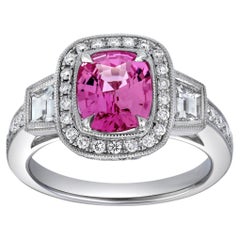 Roman Malakov 1.76 CT Cushion-Cut Pink Sapphire & Diamond Halo Engagement Ring