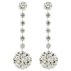 Roman Malakov Diamonds Diamonds 21.08 Carats Total Round Brilliant Cut Dangle Earrings