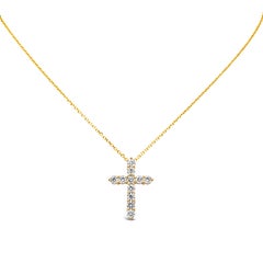 Roman Malakov 1.77 Carats Total Round Brilliant Diamond Cross Pendant Necklace