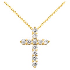Roman Malakov 1.77 Carats Total Brilliant Round Diamond Cross Pendant Necklace