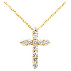 Roman Malakov 1.77 Carats Total Round Brilliant Diamond Cross Pendant Necklace
