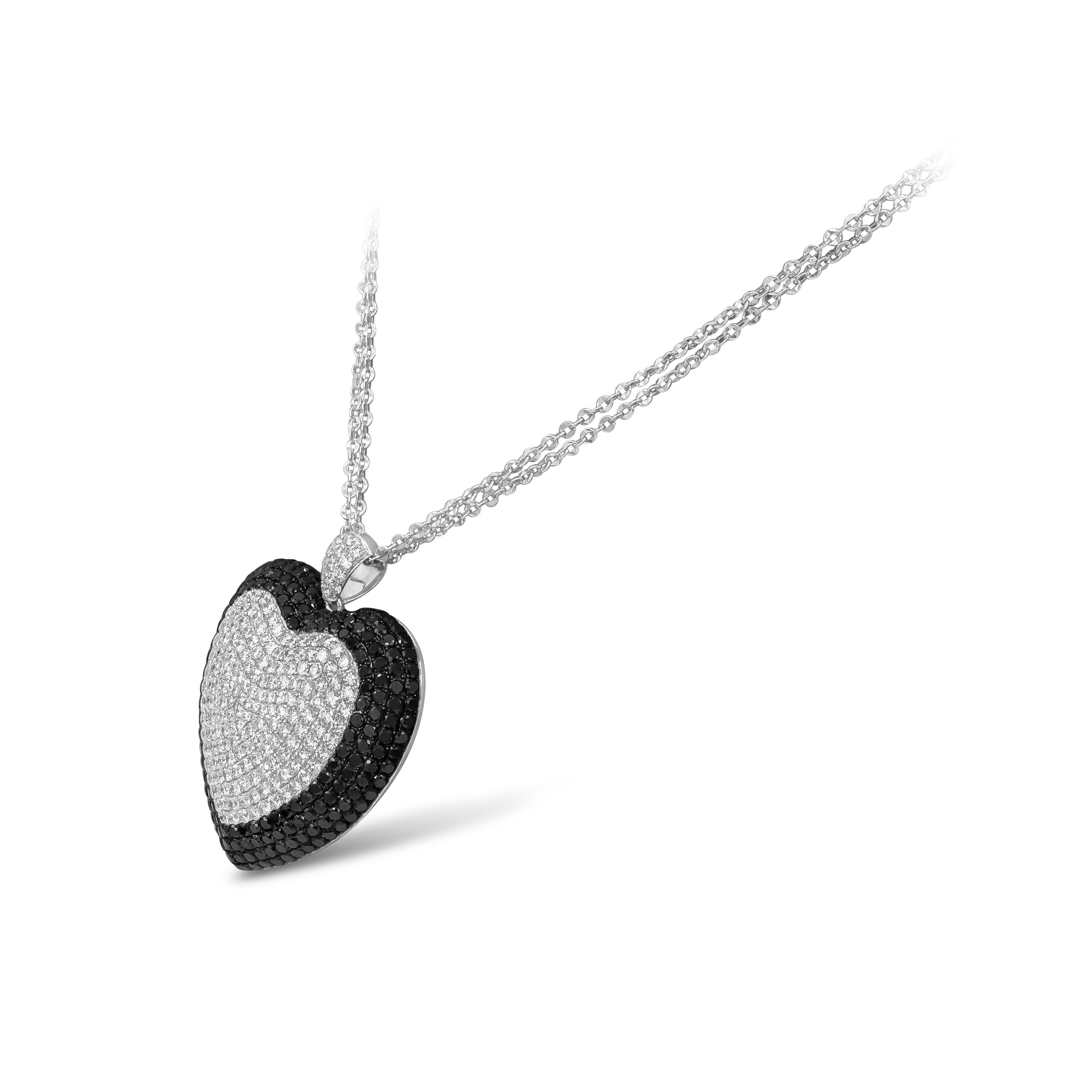 black and white diamond heart necklace