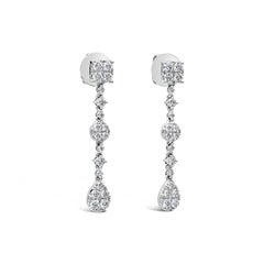 Roman Malakov 1.78 Carats Total Round Brilliant Diamond Cluster Drop Earrings