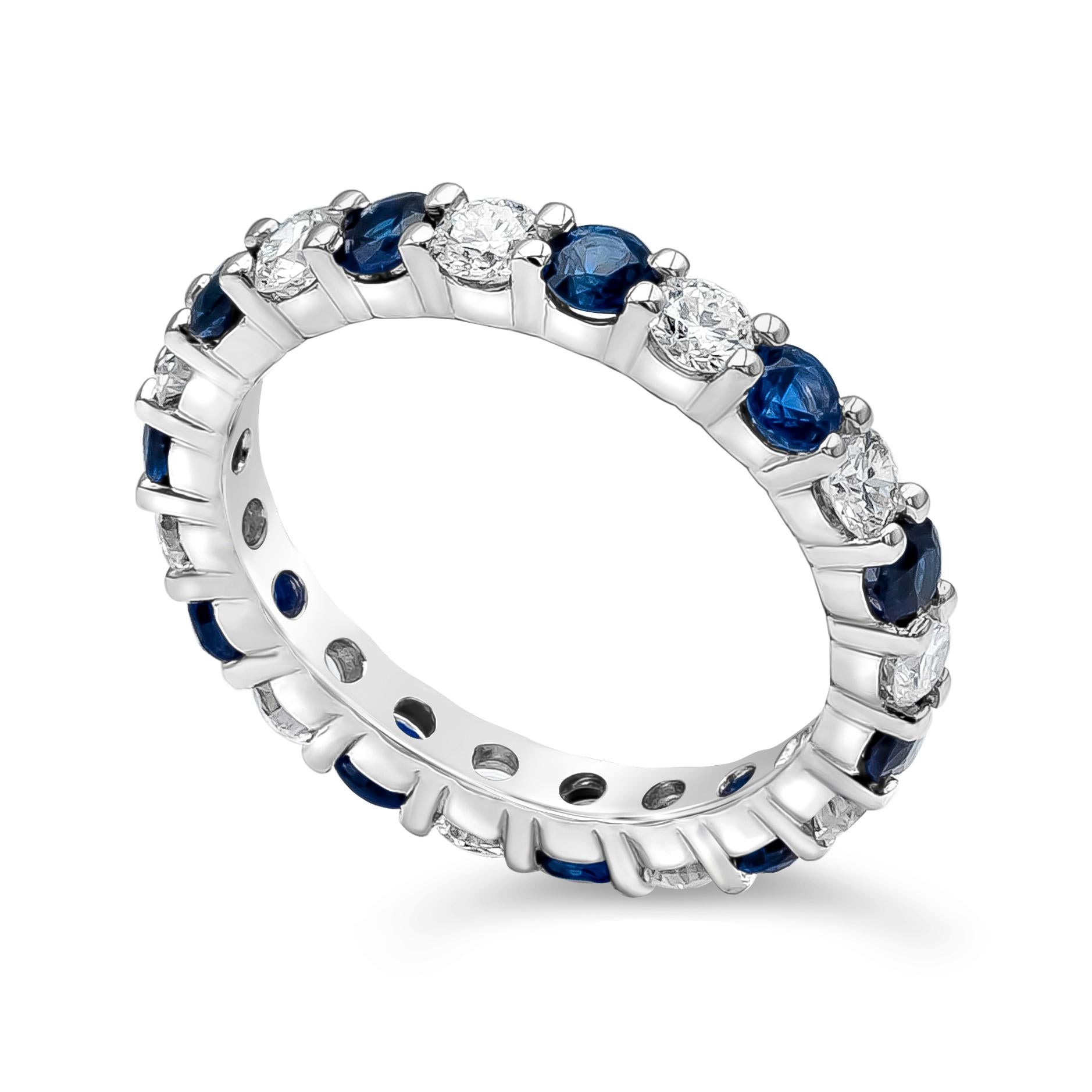Contemporain Roman Malakov Alliance d'éternité en diamants et saphirs bleus de 1,79 carat au total  en vente