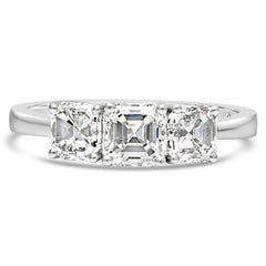 Roman Malakov 1.79 Carats Total Asscher Cut Diamond Three-Stone Engagement Ring