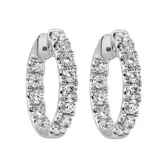 Roman Malakov 1.80 Carat Round Diamond Hoop Earrings