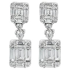 Roman Malakov 1.81 Carats Total Mixed-Cut Diamond Illusion Dangle Earrings