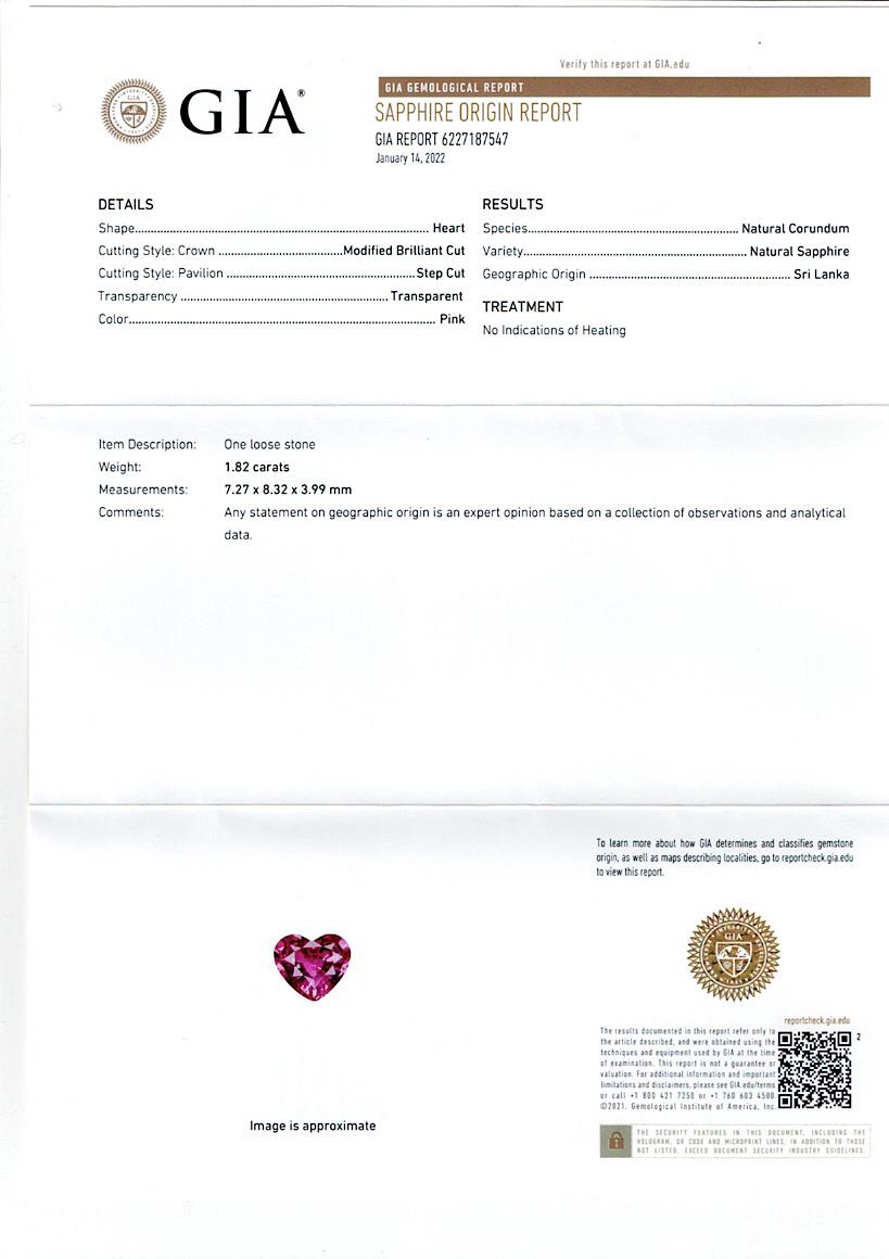 Women's Roman Malakov 1.82 Heart Shape Pink Sapphire and Diamond Halo Pendant Necklace  For Sale