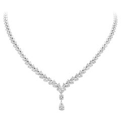 Roman Malakov 18.23 Total Carat Two Row Graduating Pear Shape Diamond Necklace