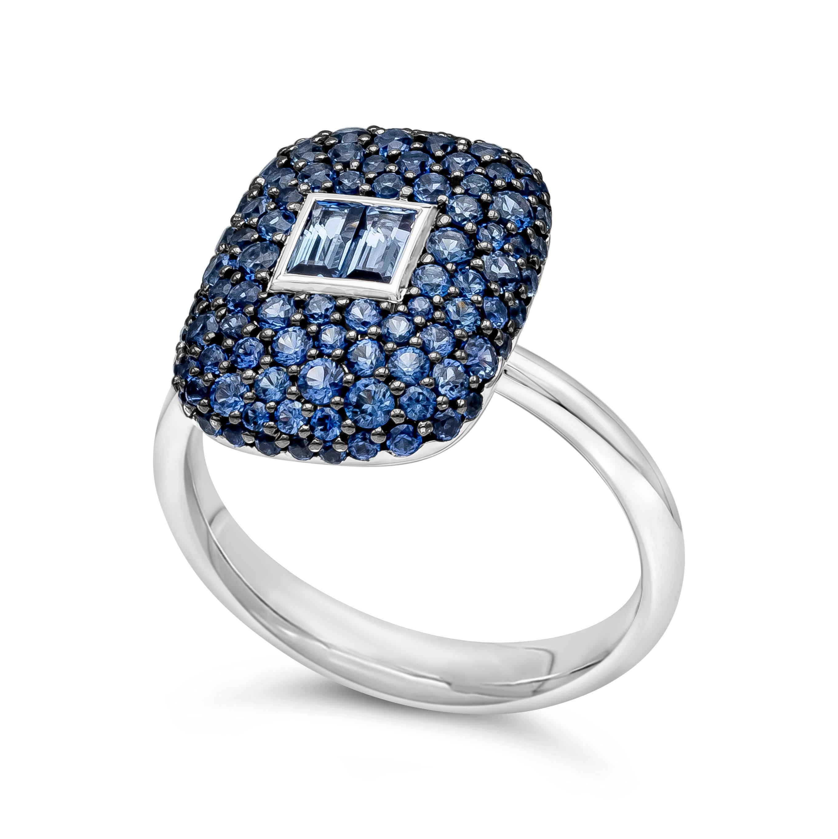 Contemporain Roman Malakov, bague à la mode, saphir bleu taille mixte de 1,85 carat au total en vente