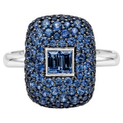 Roman Malakov 1.85 Carat Total Mixed Cut Blue Sapphire Fashion Ring