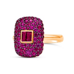Roman Malakov 1.85 Carat Total Mixed-Cut Red Ruby Fashion Ring in Rose Gold