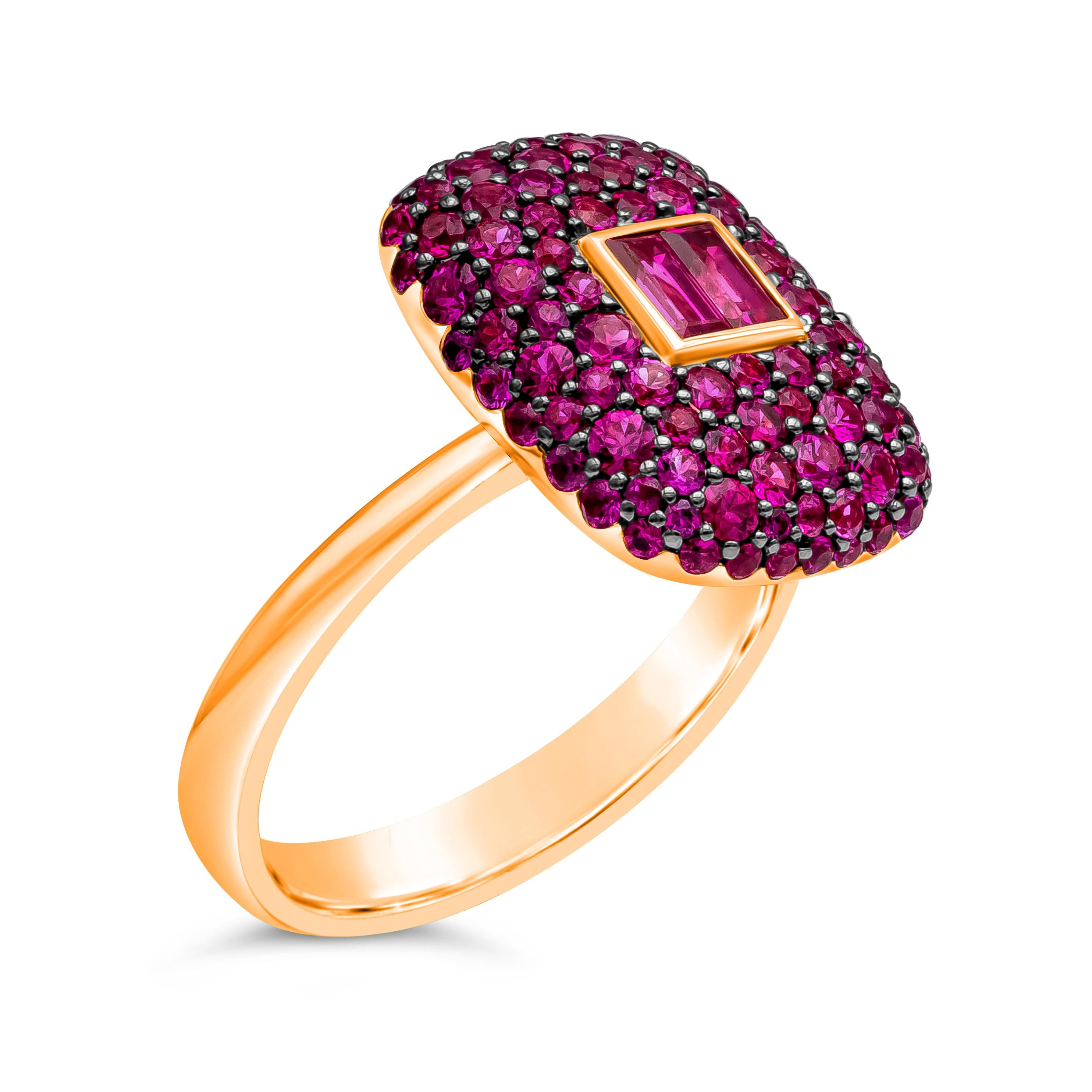 Women's Roman Malakov 1.85 Carat Total Mixed Cut Red Ruby Fashion Ring For Sale