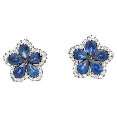 Roman Malakov 1,85 Karat Gesamt Birnenform Saphir & Diamant Halo Blumenstecker