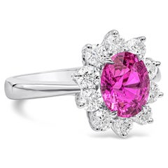 Roman Malakov 1.89 Carats Oval Cut Pink Sapphire & Diamond Halo Engagement Ring