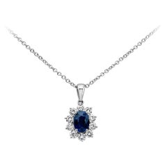 Roman Malakov 1.90 Carat Blue Sapphire and Diamond Pendant Necklace