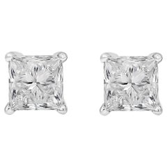 Roman Malakov Boucles d'oreilles en diamant taille princesse 1,90 carat total