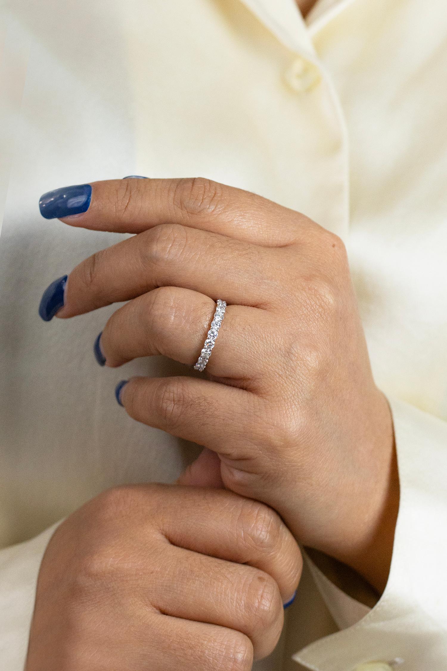 Round Cut Roman Malakov 1.92 Carats Brilliant Round Diamond Eternity Wedding Band Ring For Sale