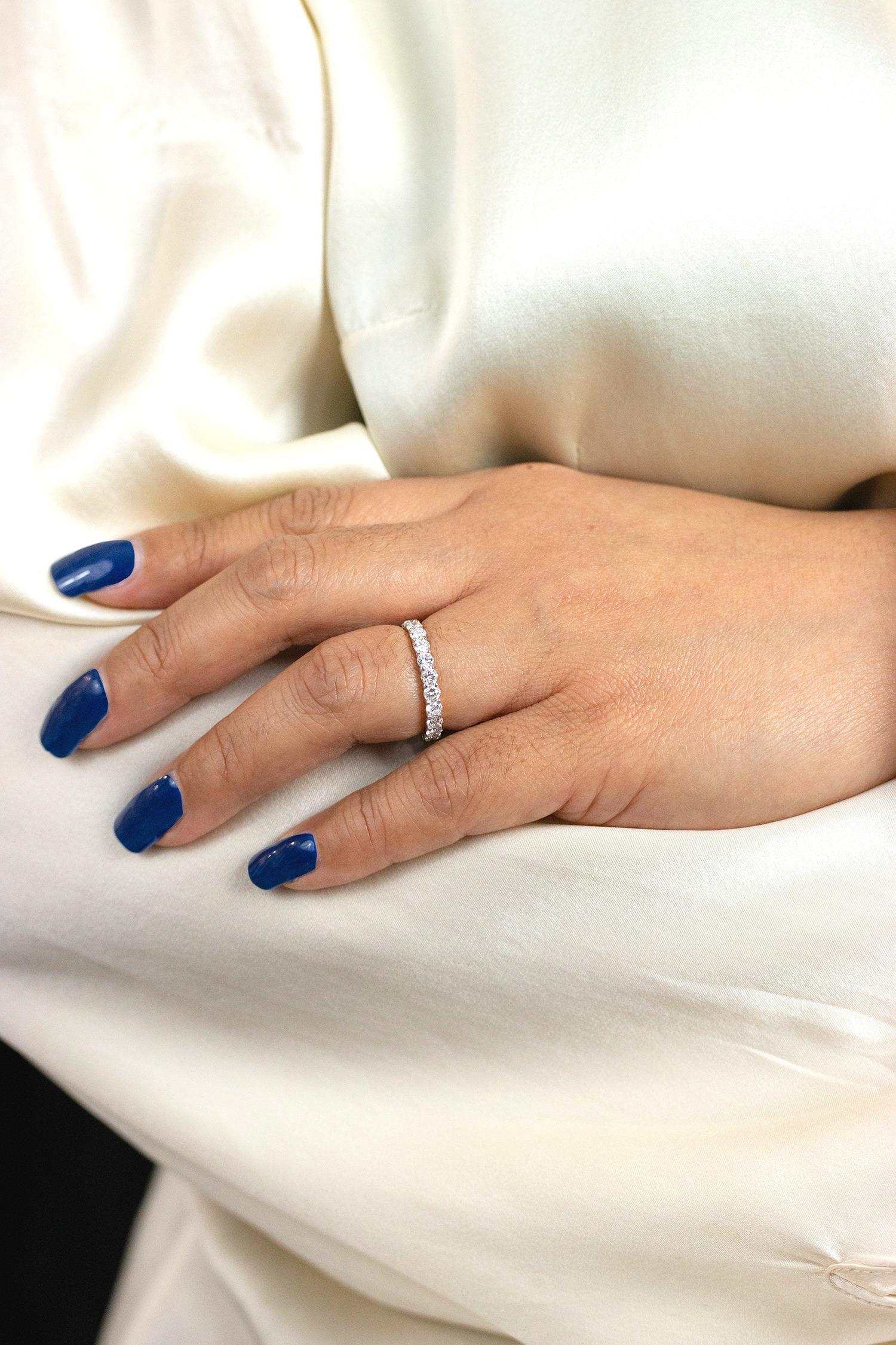 Women's or Men's Roman Malakov 1.92 Carats Brilliant Round Diamond Eternity Wedding Band Ring For Sale