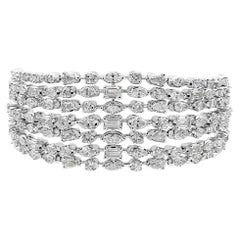 Roman Malakov 19.24 Total Carat Seven Strand Multi Shape Diamond Wide Bracelet