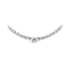 GIA Certified 19.61 Carats Round Brilliant Cut Diamond Riviera Tennis Necklace