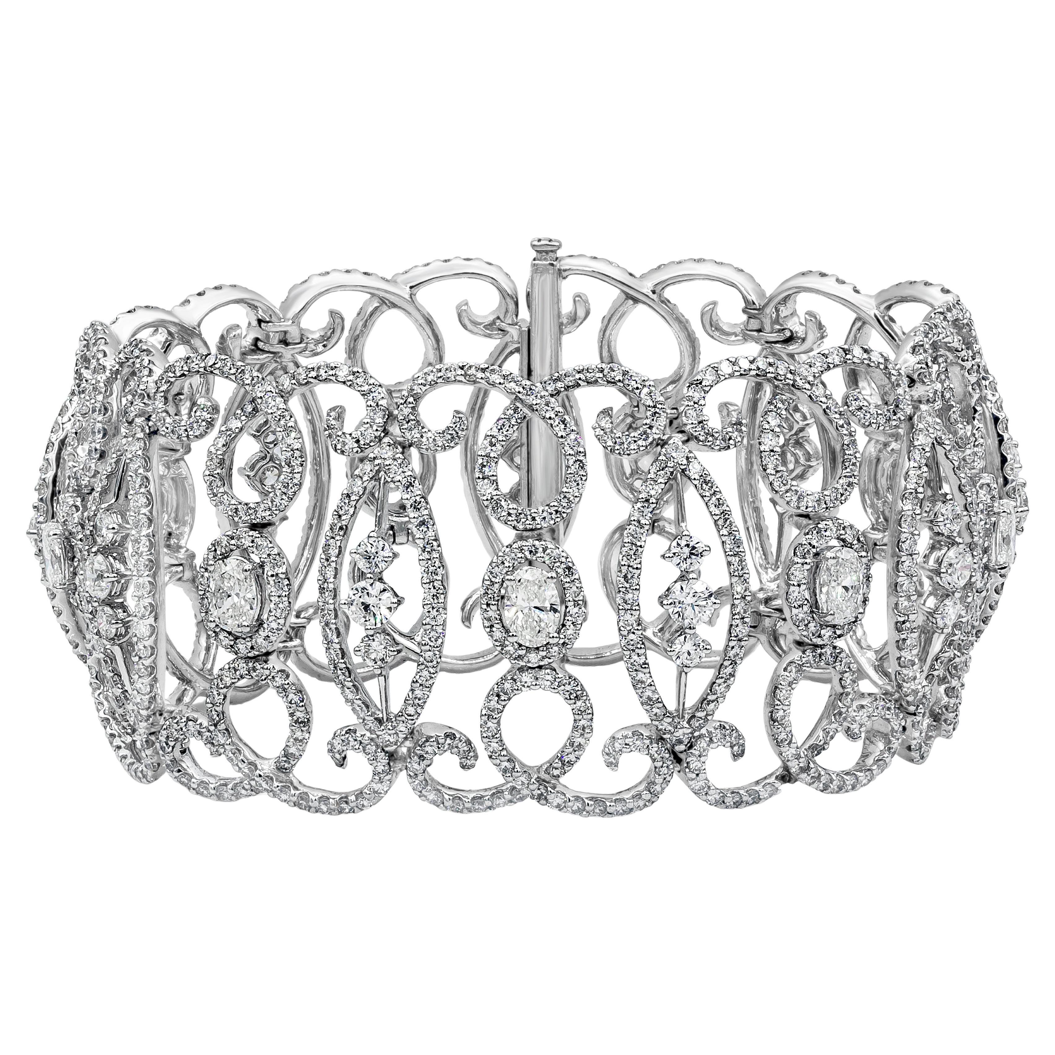 Roman Malakov Diamonds Bracciale da 19,72 carati totali con diamanti rotondi e ovali