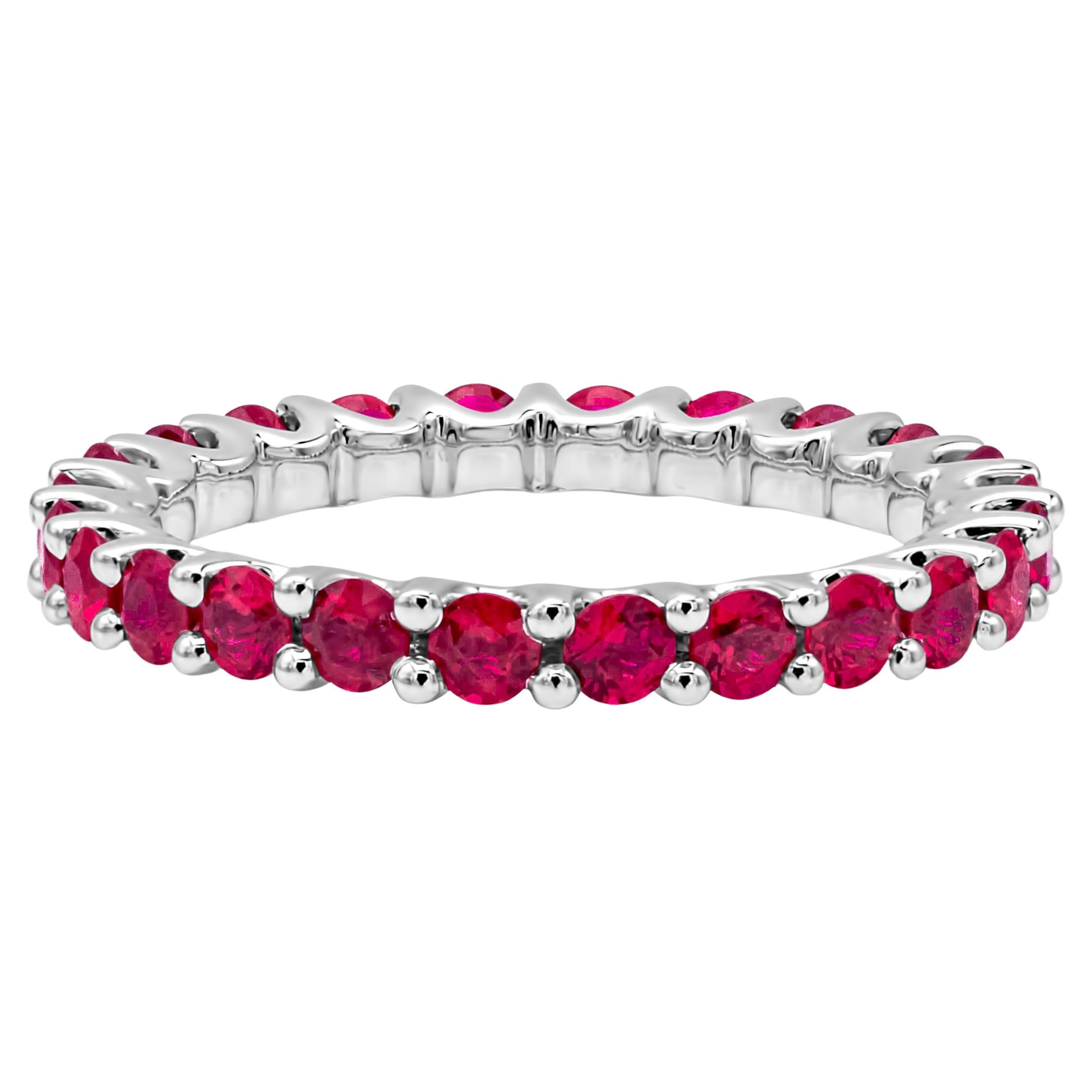 Roman Malakov 1.99 Carats Total Round Brilliant Cut Ruby Eternity Wedding Band For Sale