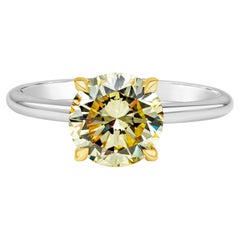 Roman Malakov, 2 Carat Total Fancy Light Yellow Solitaire Diamond Ring