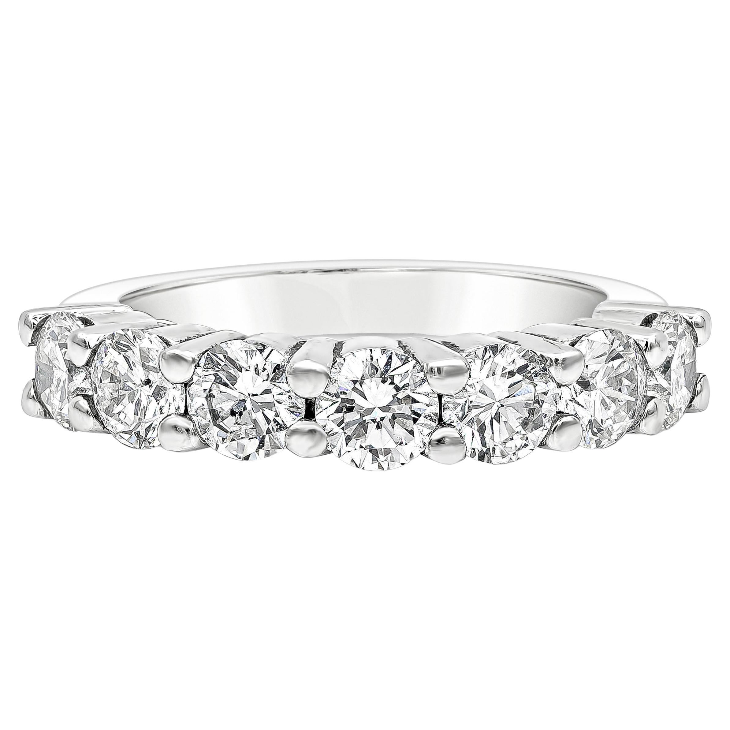 Roman Malakov 2.01 Carat Round Cut Diamond Seven-Stone Wedding Band Ring For Sale