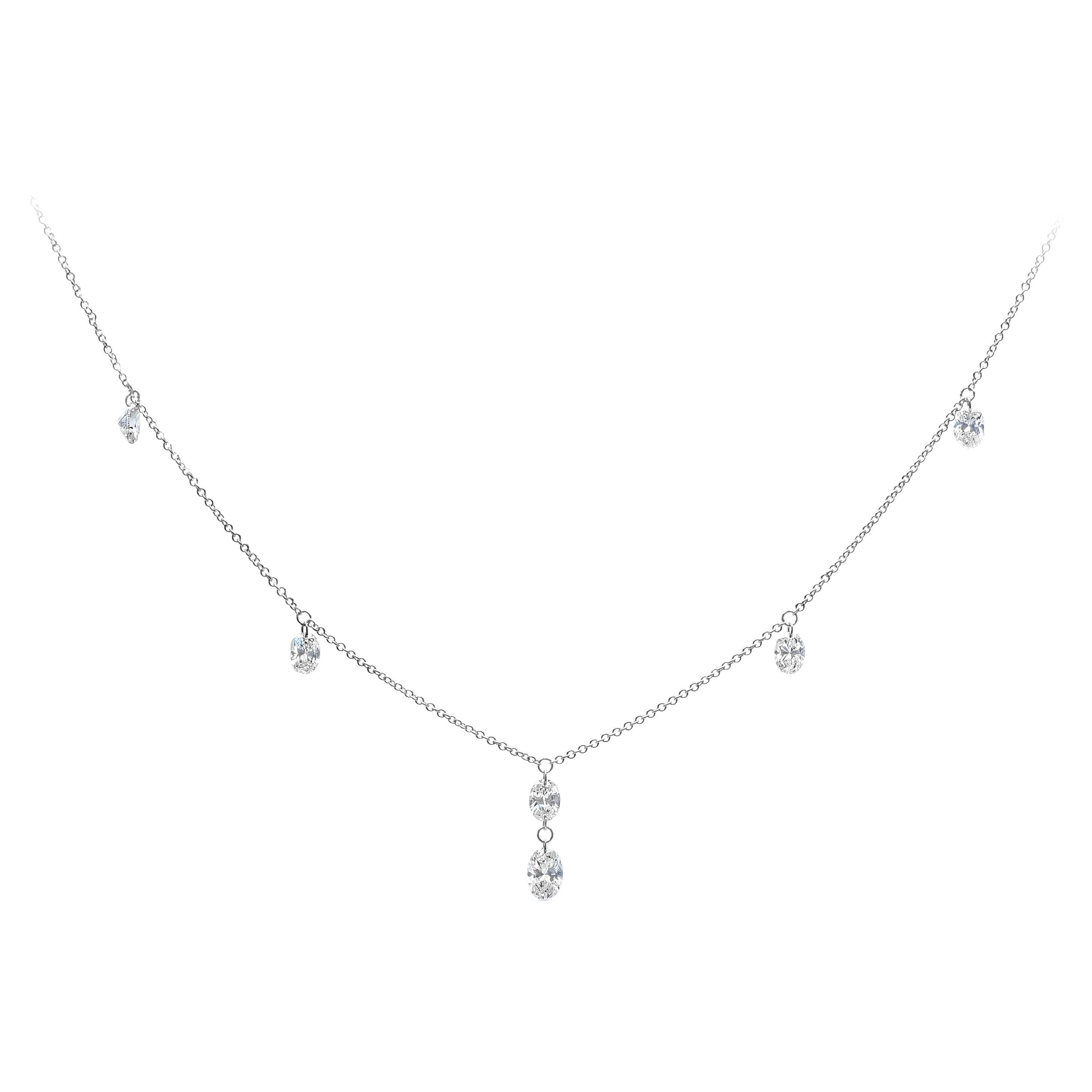 Roman Malakov 2.01 Carat Total Oval Cut Diamond Fashion Pendant Necklace For Sale