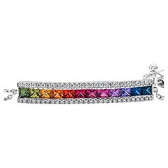 Roman Malakov Bracelet à la mode en diamants et saphirs multicolores de 2,03 carats au total