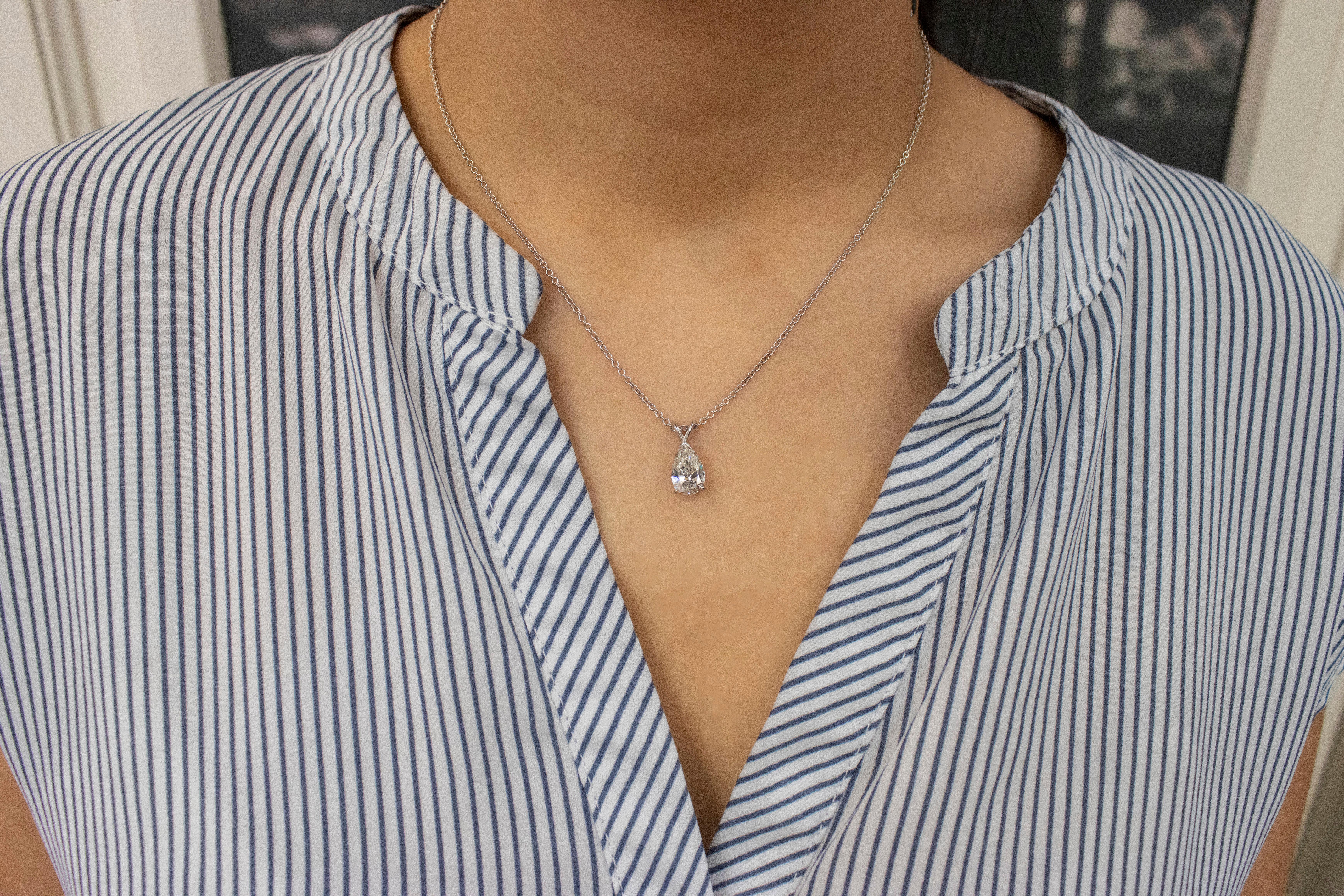 Contemporary Roman Malakov, 2.05 Carat Pear Shape Diamond Solitaire Pendant Necklace