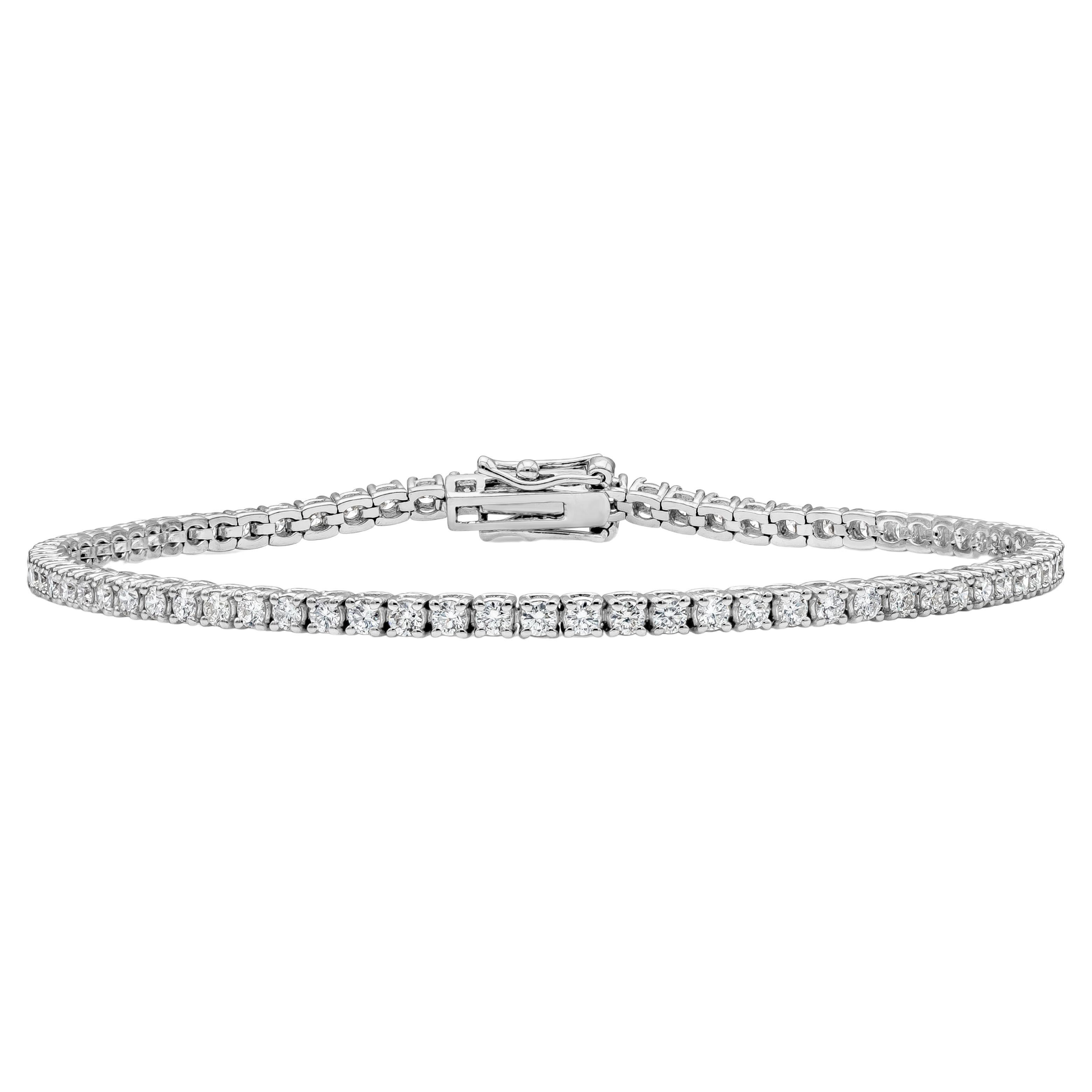 Roman Malakov Diamonds Classic 2.06 Carat Total Brilliant Round Diamond Bracelet Tennis Classic