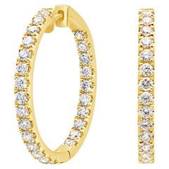 Roman Malakov 2.06 Carats Total Brilliant Round Shape Diamond Hoop Earrings