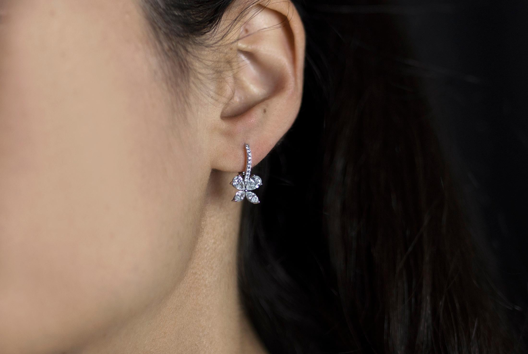 Roman Malakov 2.06 Carats Total Mixed-Shape Diamonds Drop Fashion Earrings In New Condition For Sale In New York, NY